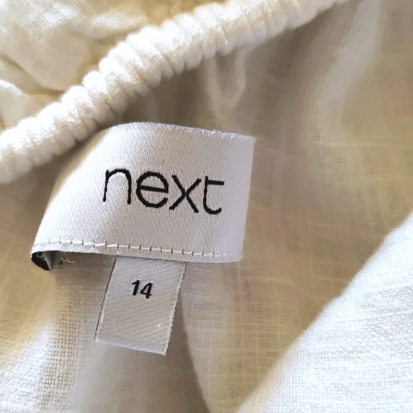 Next White Ruffle One Shoulder Linen Top Size 10 - Picture 7 of 9